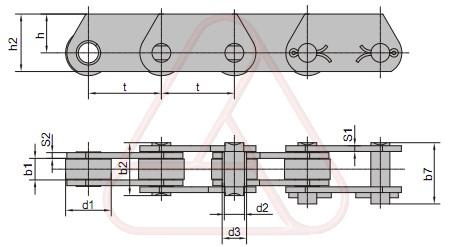 Цепи по стандарту предприятия с высокими пластинами
